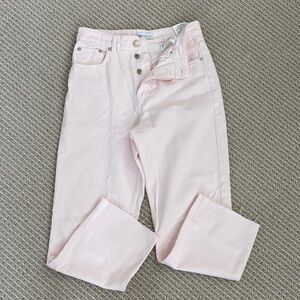 Zara Pale Pink High-Rise Straight Jeans